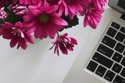 laptop and flowers