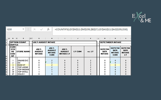 countifs function