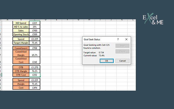 Using Goal Seek to Forecast OTB Margin