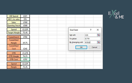Using Goal Seek to Forecast OTB Margin