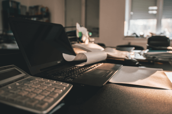 laptop and calculator